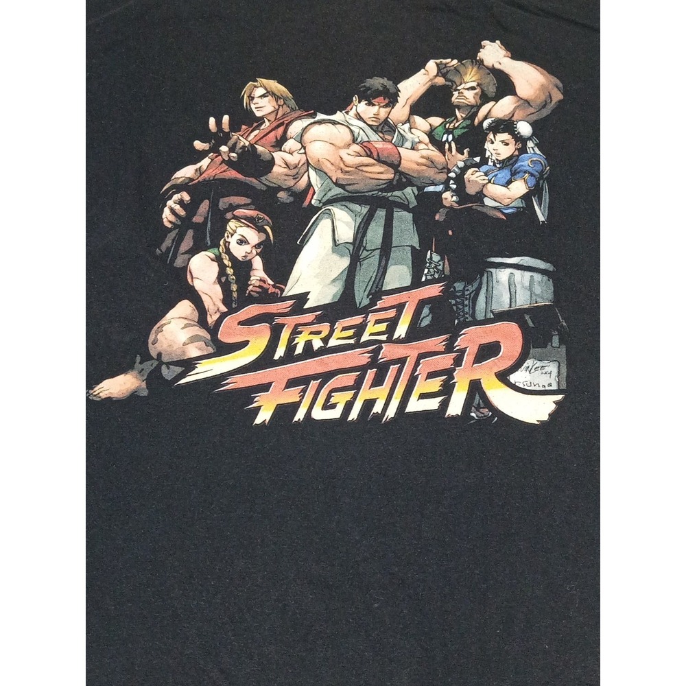 Capcom Street Fighter Graphic T-Shirt Black Size Large Ryu Ken Chun-Li Gamer Tee - Picture 3 of 8